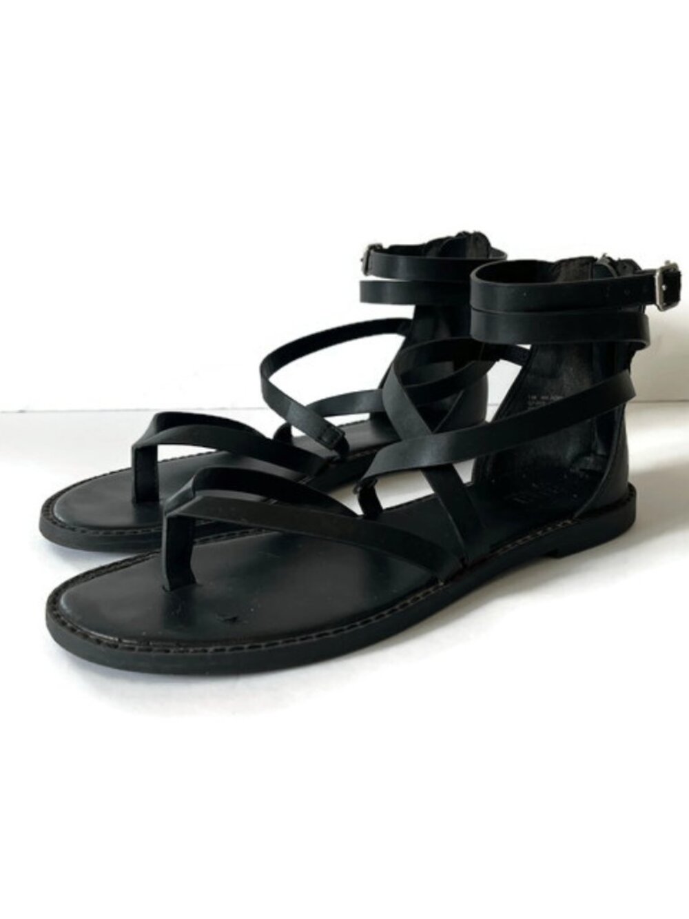 Black Strappy Gladiator Sandals